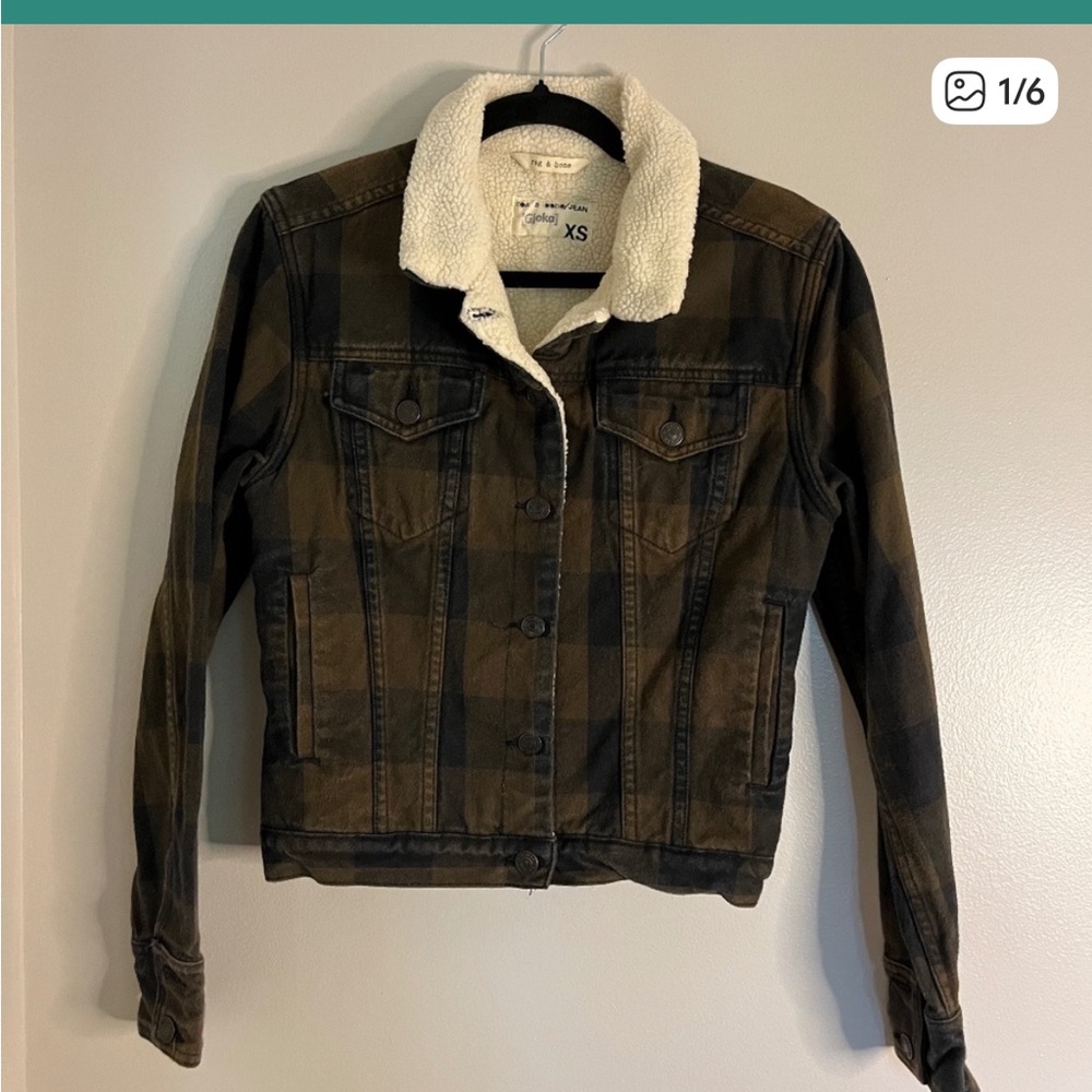 Rag & Bone Army Plaid Fleece-Lined Jacket Size XS